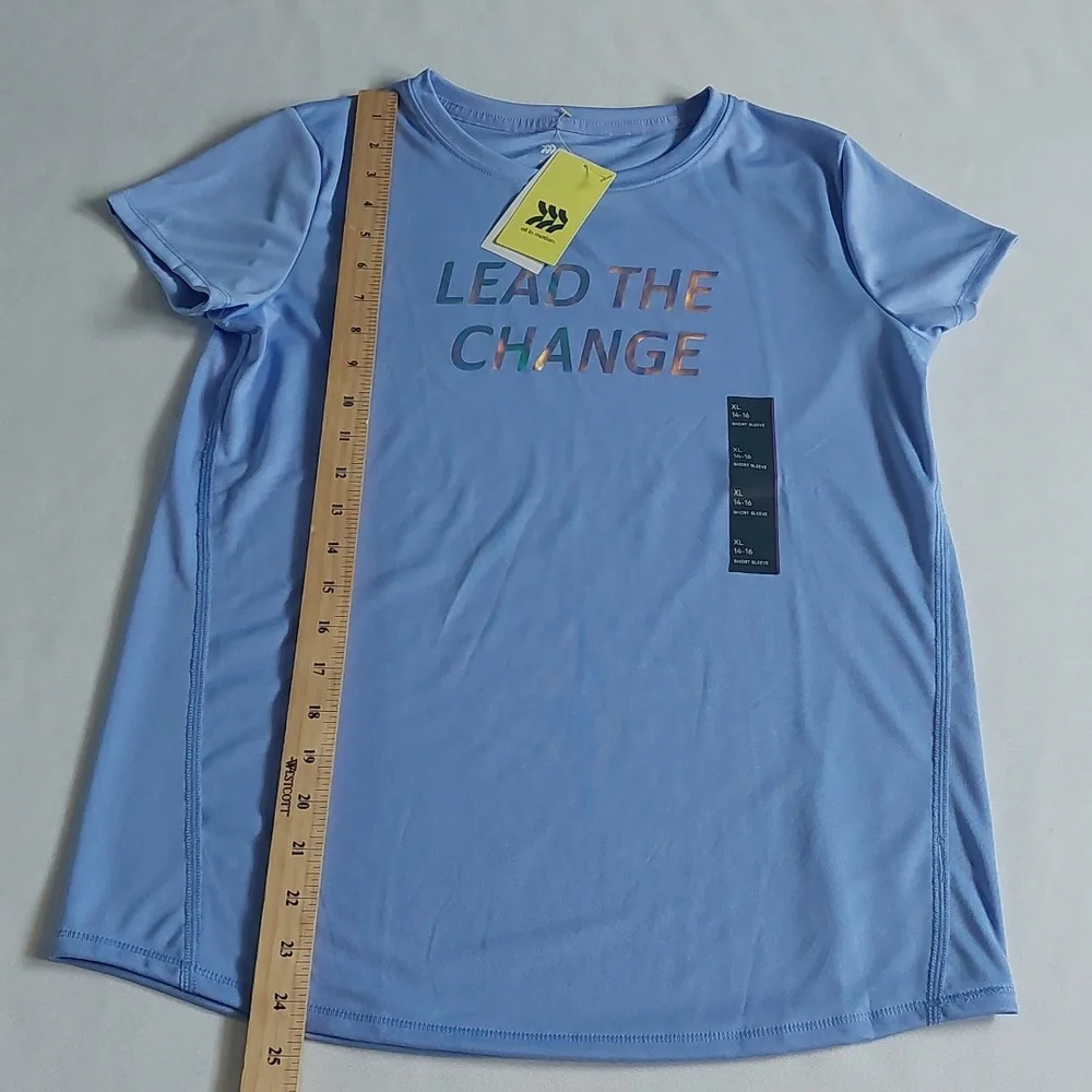 all in Motion Girls short sleeve Lead the change Graphic‎ t-chirt blue size XL